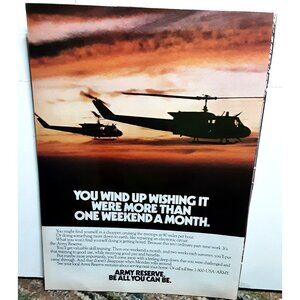 1986 U.S. Army Reserve Be All You Can Be Vintage Military Print Ad Helicopter